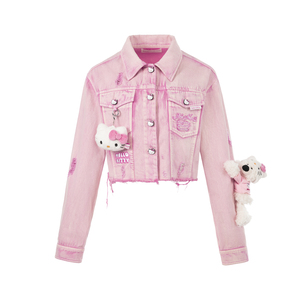 Hello Kitty Bear Broken Denim Jacket